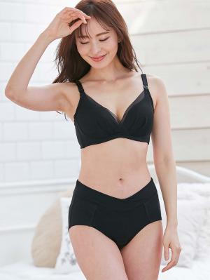 マタニティ ショーツ|助産院監修　ママとつくった産前産後使えるローライズマタニティショーツ|ブラック（シンプル）