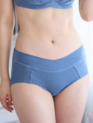 マタニティ ショーツ|助産院監修　ママとつくった産前産後使えるローライズマタニティショーツ|ブルー（シンプル）