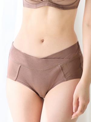 マタニティ ショーツ|助産院監修　ママとつくった産前産後使えるローライズマタニティショーツ|ブラウン（シンプル）