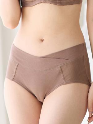 マタニティ ショーツ|助産院監修　ママとつくった産前産後使えるローライズマタニティショーツ|ブラウン（シンプル）