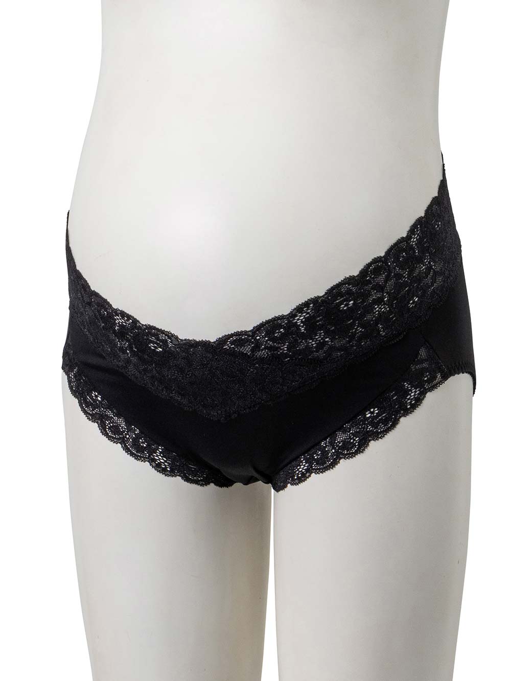 マタニティ ショーツ|日本製　抗菌防臭　ウエストクロスレースショーツ【出産後も長く使える】