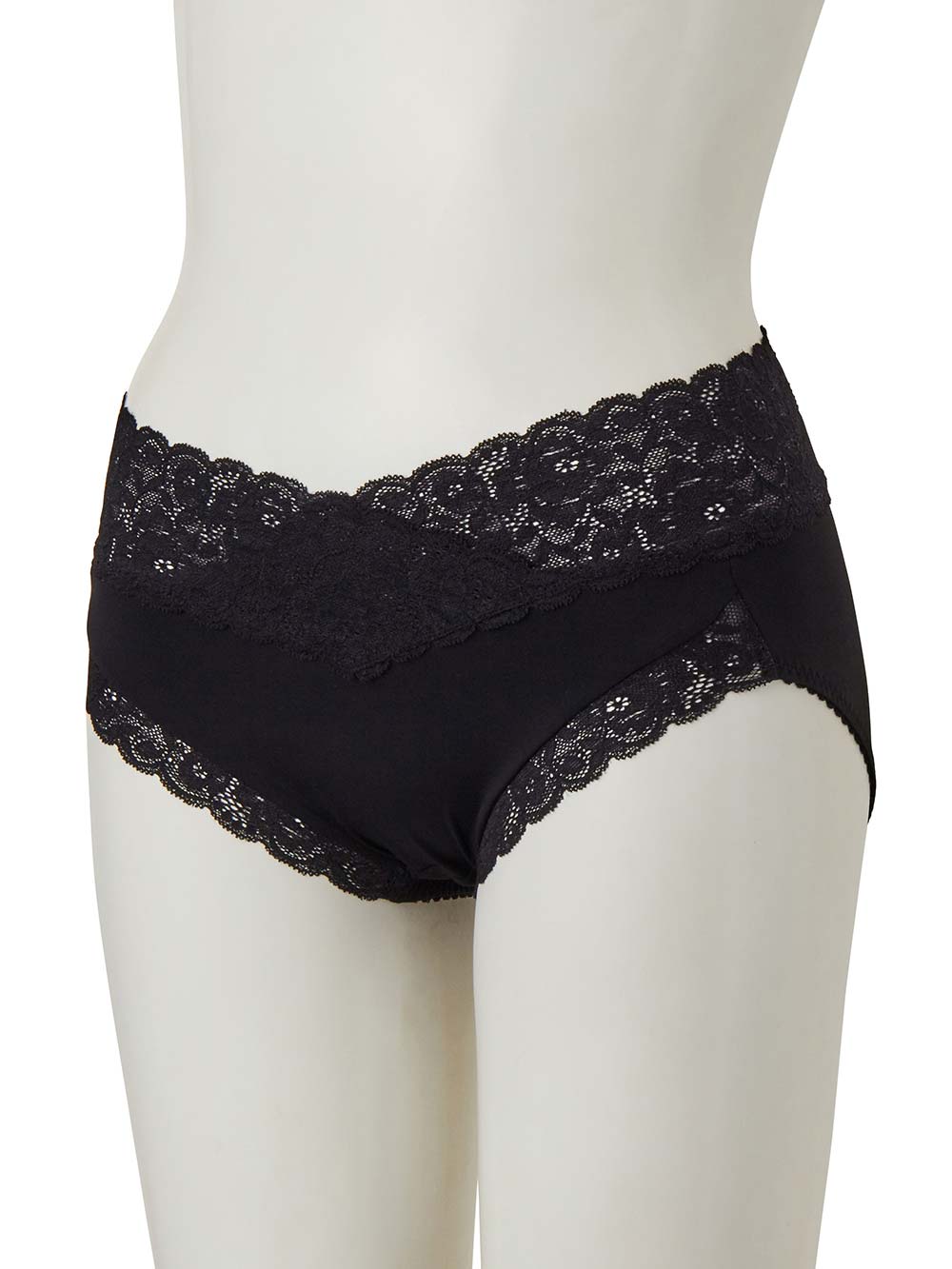 マタニティ ショーツ|日本製　抗菌防臭　ウエストクロスレースショーツ【出産後も長く使える】