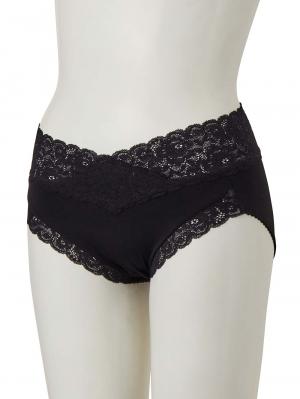 マタニティ ショーツ|日本製　抗菌防臭　ウエストクロスレースショーツ【出産後も長く使える】