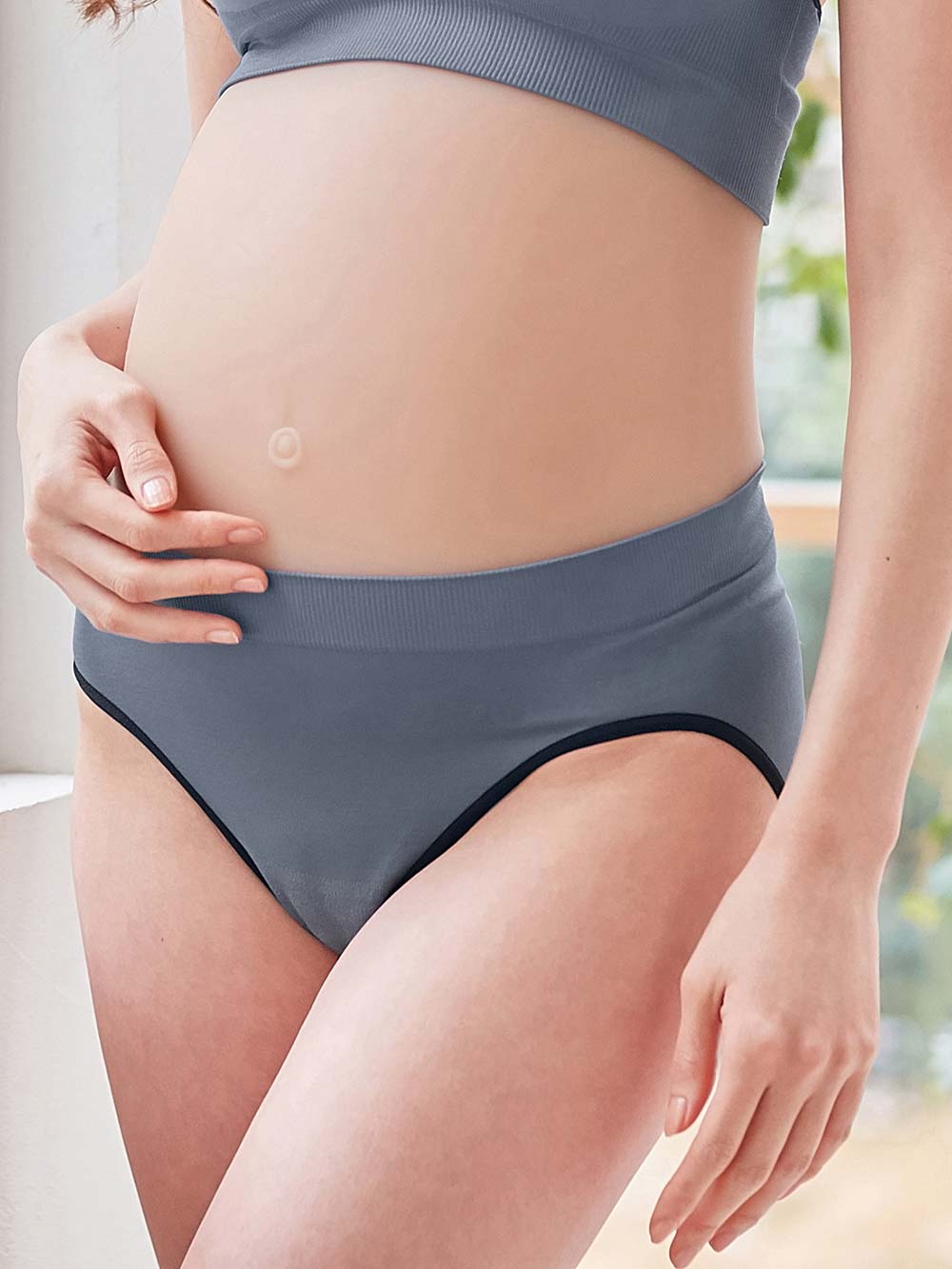 マタニティ ショーツ|成型編み産前産後ショーツ【出産後も長く使える】|ブルーグレー