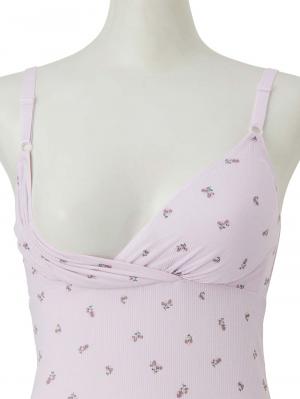 マタニティ 授乳 キャミソール|抗菌防臭・接触冷感 小花柄授乳キャミソール【出産後も長く使える】