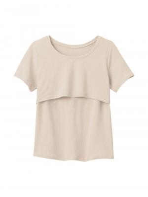 マタニティ 授乳 キャミソール|【リラクゼーションウェア】冷え対策　保温＆リカバリーサポート　momRest 　半袖Tシャツ　efe×ANGELIEBEコラボ　光電子　日本製|グレージュ