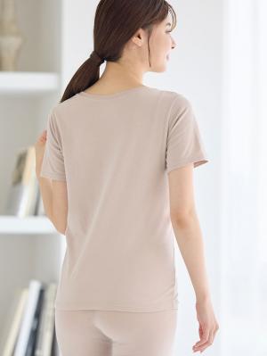 マタニティ 授乳 キャミソール|【リラクゼーションウェア】冷え対策　保温＆リカバリーサポート　momRest 　半袖Tシャツ　efe×ANGELIEBEコラボ　光電子　日本製|グレージュ