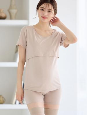 妊婦帯・腹帯・産前ガードル|冷え対策 保温&リカバリーサポート momRest 腹巻パンツ efe×ANGELIEBEコラボ 光電子 日本製|グレージュ