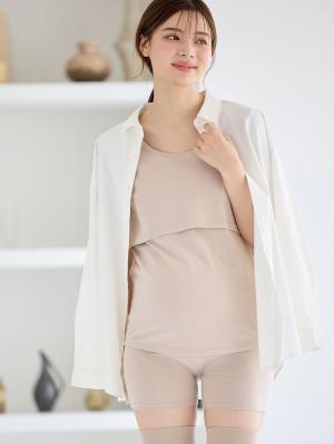 妊婦帯・腹帯・産前ガードル|冷え対策 保温&リカバリーサポート momRest 腹巻パンツ efe×ANGELIEBEコラボ 光電子 日本製|グレージュ