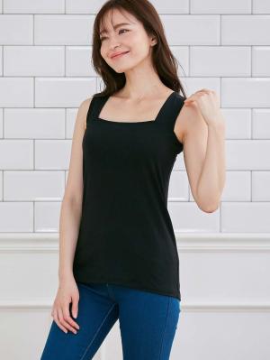 マタニティ 授乳 キャミソール|ブラのヒモが隠れる授乳ができるタンクトップ　抗菌防臭　綿混モダール|ブラック
