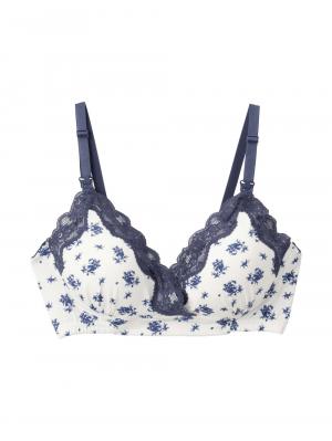 授乳ブラ・マタニティブラ（マタニティインナー・産後用品）|ナチュラルフィット授乳ブラ ノンワイヤー  ｜  マタニティ・授乳ブラ|花柄ネイビー