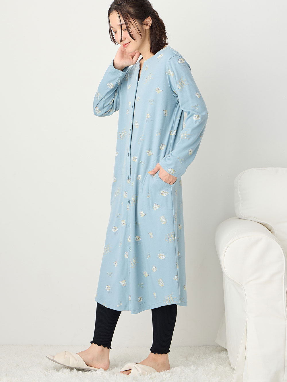 マタニティレッグウェア|犬印本舗 ウエストらくらく腹巻付きレギンス【出産後も長く使える】|ブラック