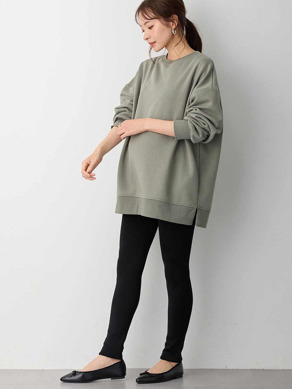 マタニティレッグウェア|犬印本舗　毛布みたいにあたたかいレギンス【出産後も長く使える】|ブラック