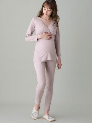 マタニティレッグウェア|Rosemadame（ローズマダム）綿混裏微起毛スムースリブレギンス|ラベンダー