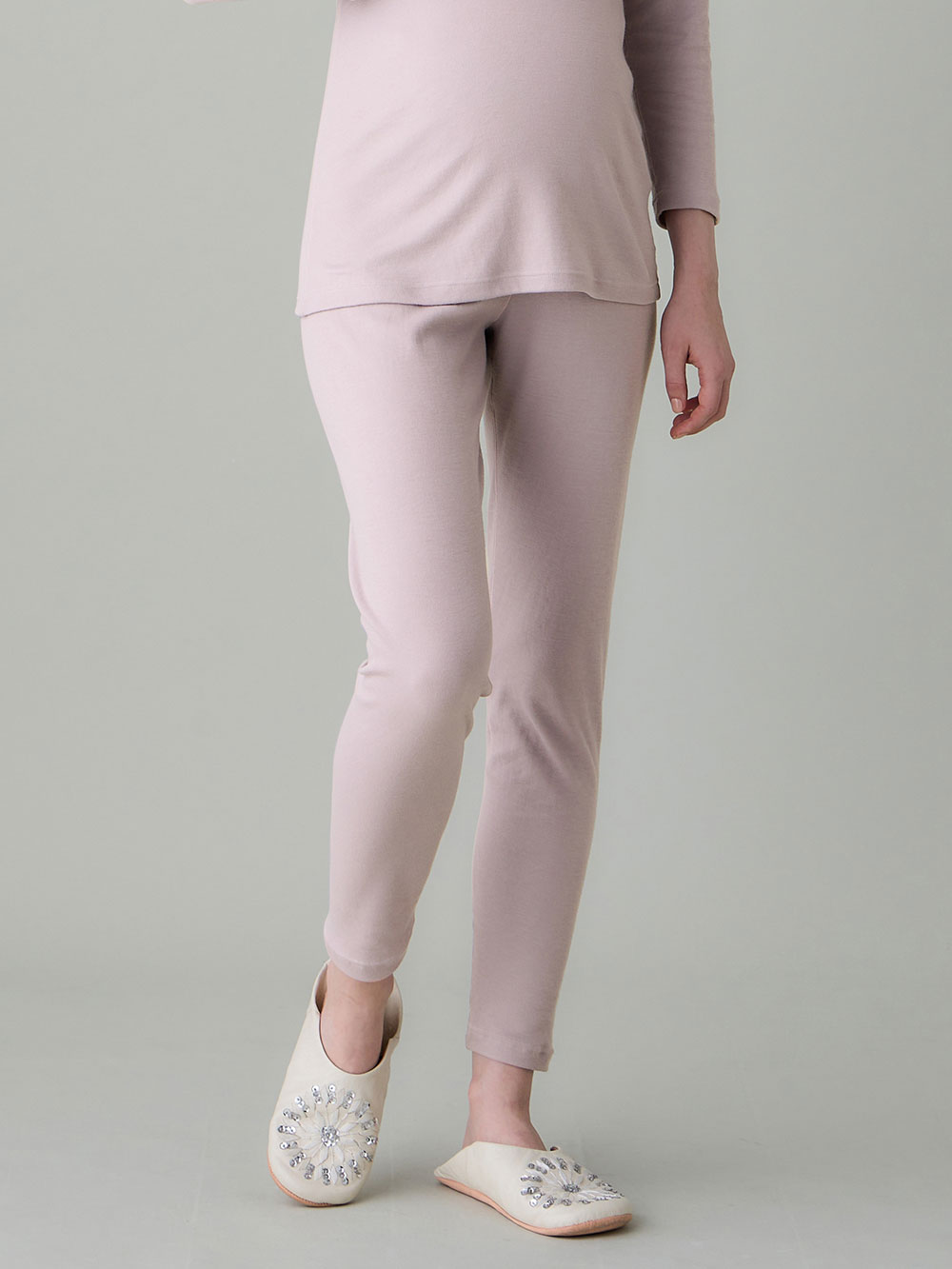 マタニティレッグウェア|Rosemadame（ローズマダム）綿混裏微起毛スムースリブレギンス|ラベンダー