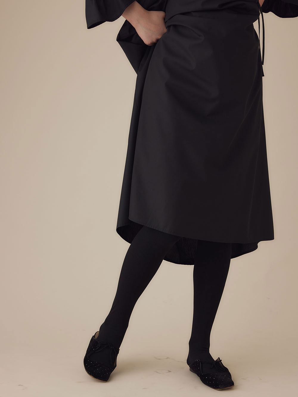 マタニティレッグウェア|【160D】あったか裏起毛タイツ【出産後も長く使える】|ブラック