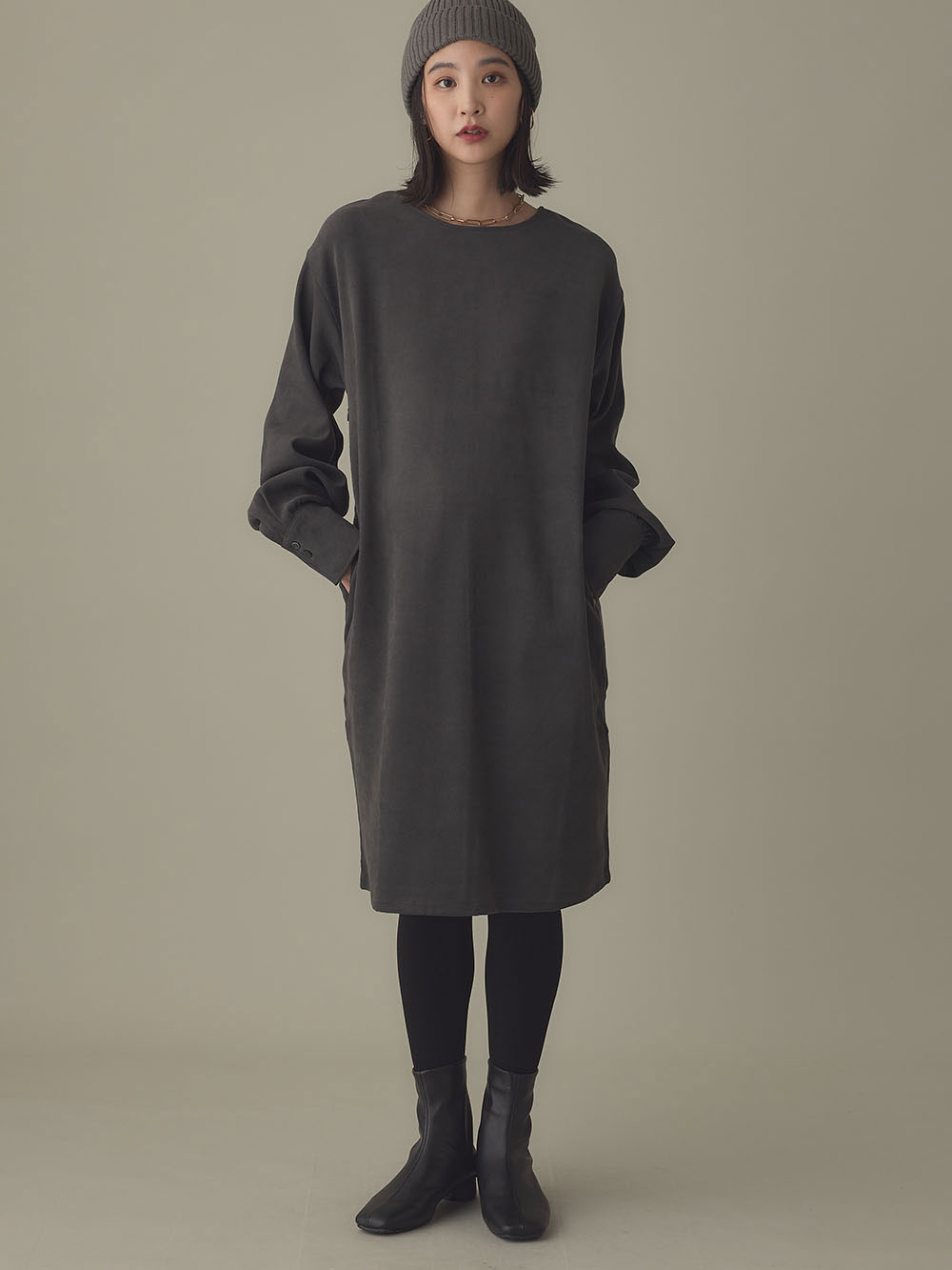 マタニティレッグウェア|【160D】あったか裏起毛タイツ【出産後も長く使える】|ブラック