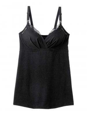 マタニティ 授乳 キャミソール|助産院監修　ママとつくったふんわり授乳ブラキャミ 【垂れ防止】フィットグミ入り【出産後も長く使える】|ブラック