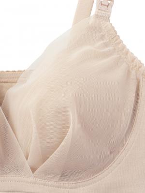 マタニティ 授乳 キャミソール|助産院監修　ママとつくったふんわり授乳ブラキャミ 【垂れ防止】フィットグミ入り【出産後も長く使える】|ベージュ