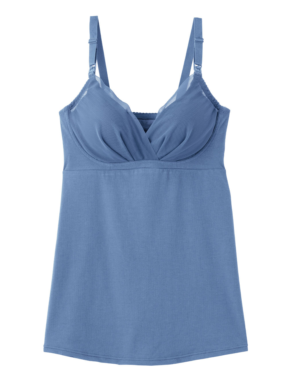 マタニティ 授乳 キャミソール|助産院監修　ママとつくったふんわり授乳ブラキャミ 【垂れ防止】フィットグミ入り【出産後も長く使える】|ブルー