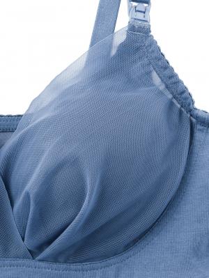 マタニティ 授乳 キャミソール|助産院監修　ママとつくったふんわり授乳ブラキャミ 【垂れ防止】フィットグミ入り【出産後も長く使える】|ブルー