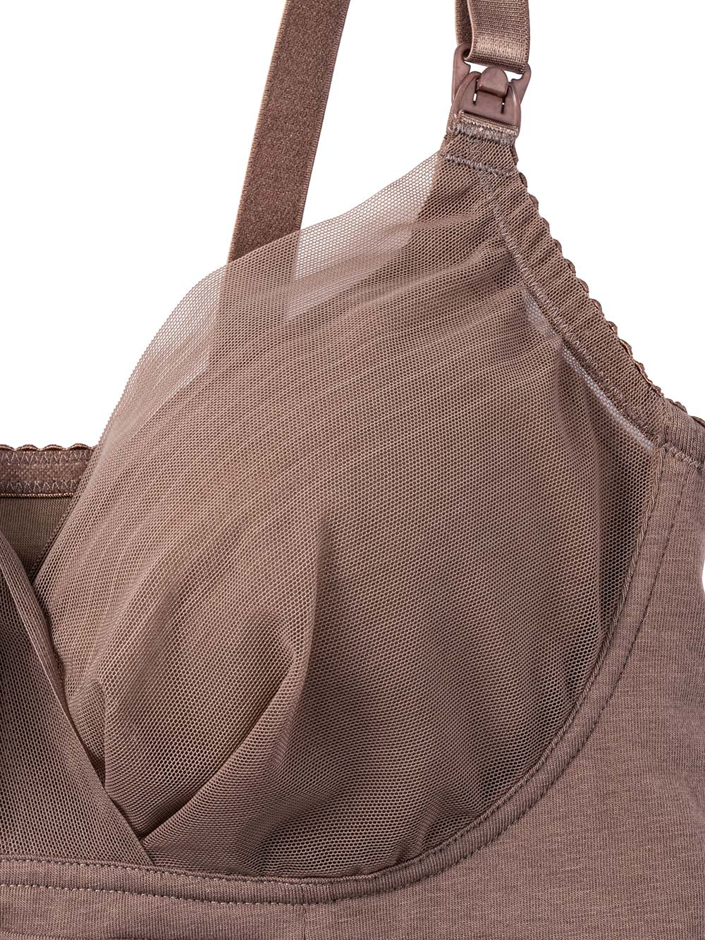 マタニティ 授乳 キャミソール|助産院監修　ママとつくったふんわり授乳ブラキャミ 【垂れ防止】フィットグミ入り【出産後も長く使える】|ブラウン