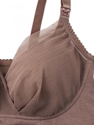 マタニティ 授乳 キャミソール|助産院監修　ママとつくったふんわり授乳ブラキャミ 【垂れ防止】フィットグミ入り【出産後も長く使える】|ブラウン