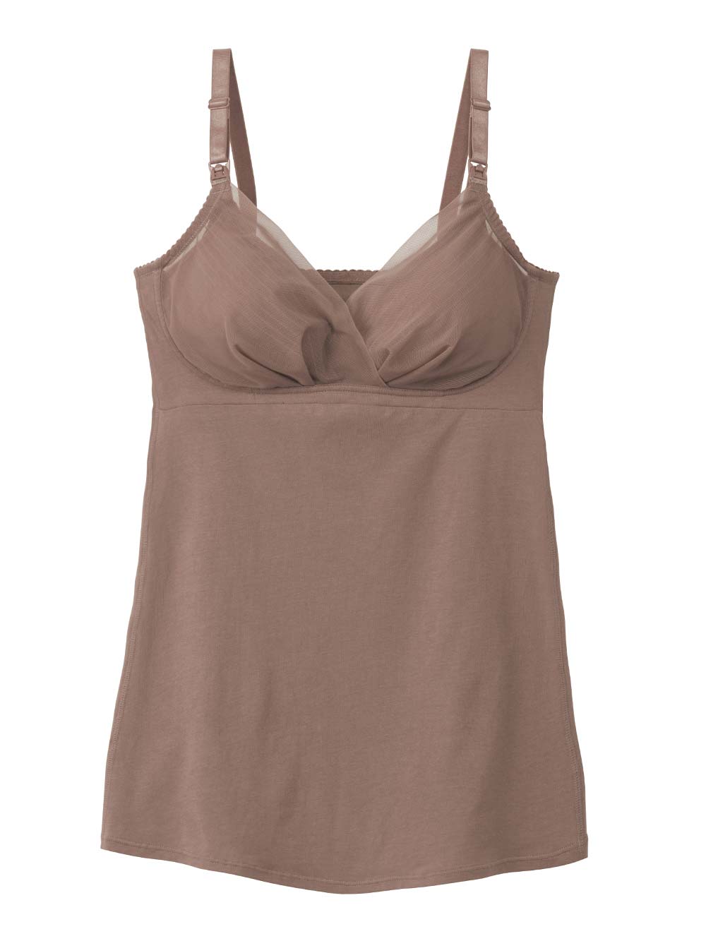 マタニティ 授乳 キャミソール|助産院監修　ママとつくったふんわり授乳ブラキャミ 【垂れ防止】フィットグミ入り【出産後も長く使える】|ブラウン