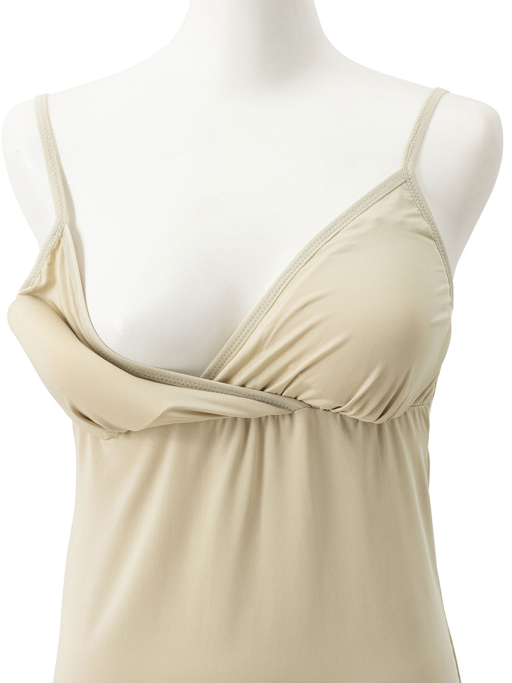 マタニティ 授乳 キャミソール|カップ付き授乳キャミスリップ　抗菌防臭加工【出産後も長く使える】