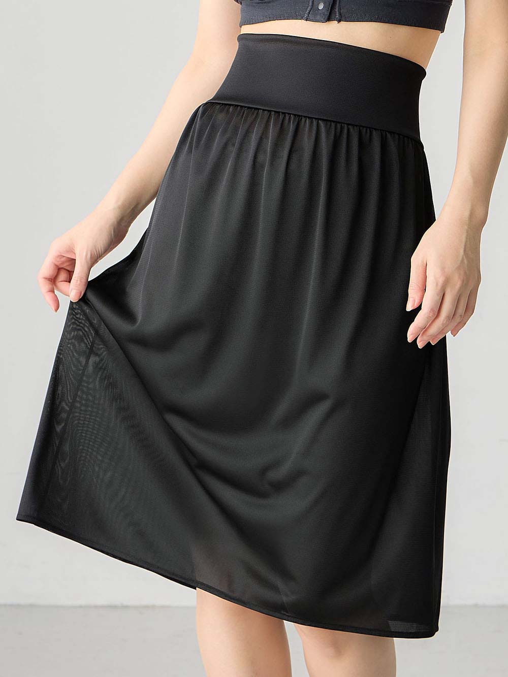 マタニティ 授乳 キャミソール|産前産後使えるペチコート　選べるペチパンツ・ペチスカート|ブラック（ペチスカート）