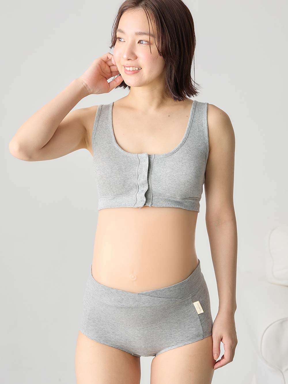 マタニティ ショーツ|犬印本舗  2枚組深ばきらくちんショーツ|グレー