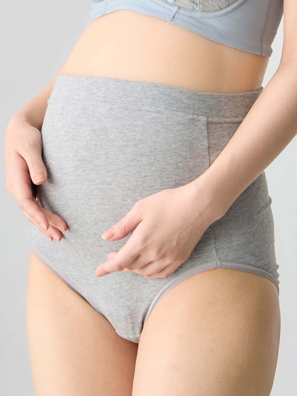 マタニティ ショーツ|犬印本舗 2枚組ウエストらくらくマタニティショーツ|グレー