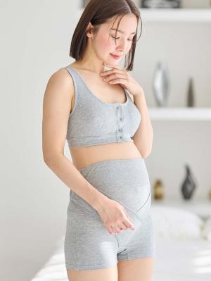 授乳ブラ・マタニティブラ（マタニティインナー・産後用品）|犬印本舗 綿100％の肌にやさしいハーフトップ ｜ マタニティ・授乳ブラ|グレー