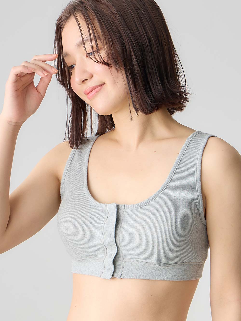 授乳ブラ・マタニティブラ（マタニティインナー・産後用品）|犬印本舗 綿100％の肌にやさしいハーフトップ ｜ マタニティ・授乳ブラ|グレー