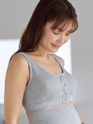 授乳ブラ・マタニティブラ（マタニティインナー・産後用品）|犬印本舗 綿100％の肌にやさしいハーフトップ ｜ マタニティ・授乳ブラ|グレー
