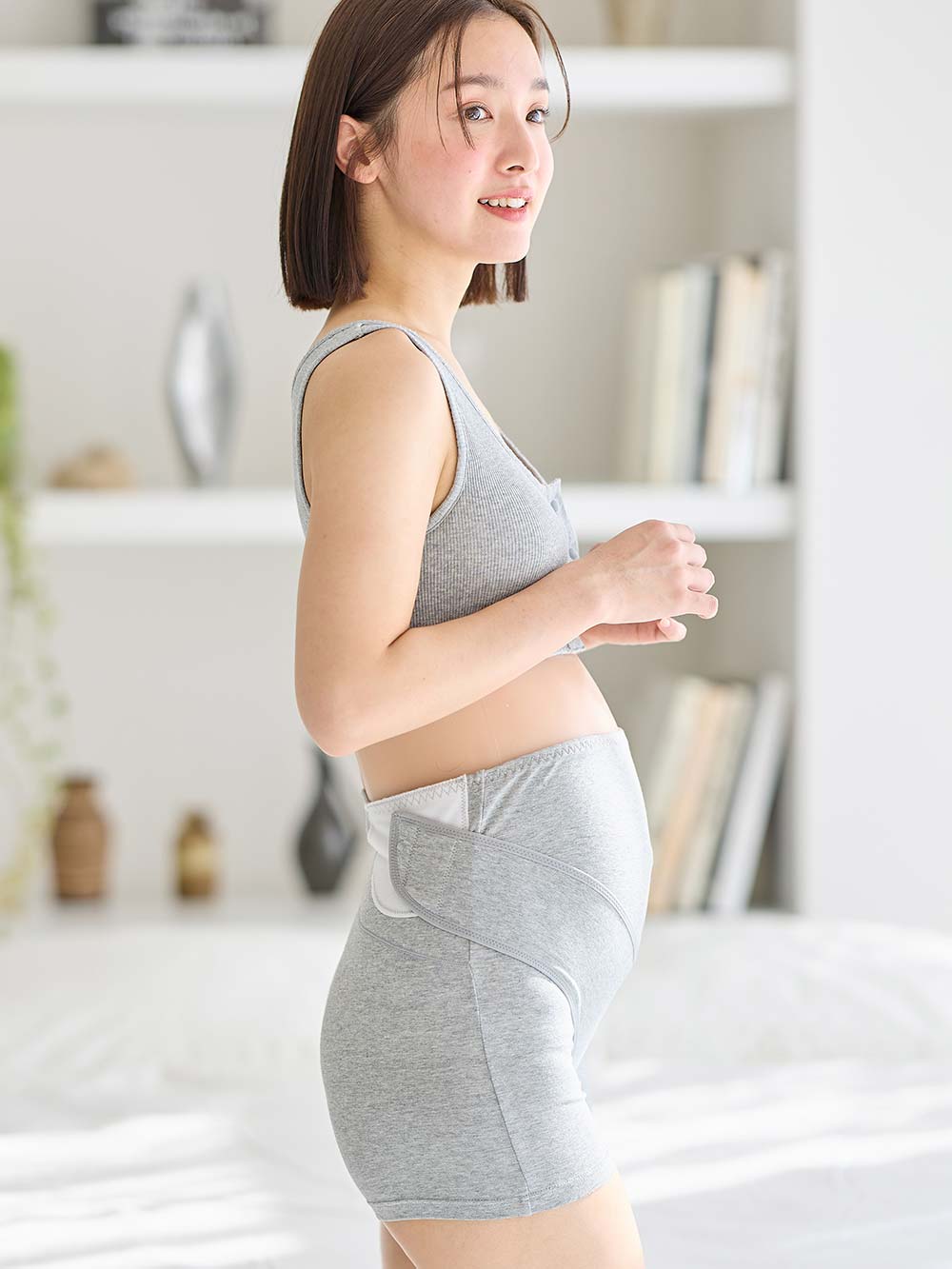 妊婦帯・腹帯・産前ガードル|犬印本舗 肌にやさしいお腹を支えるパンツ妊婦帯（オーガニック）|グレー杢