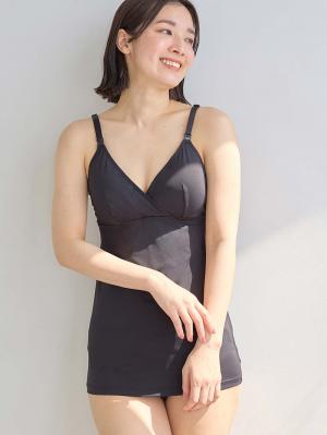 マタニティ 授乳 キャミソール|犬印本舗　着るだけひんやり授乳キャミソール【出産後も長く使える】接触冷感|ブラック