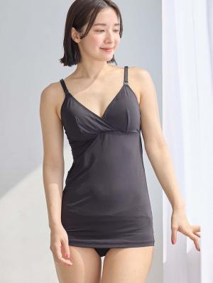 マタニティ 授乳 キャミソール|犬印本舗　着るだけひんやり授乳キャミソール【出産後も長く使える】接触冷感|ブラック