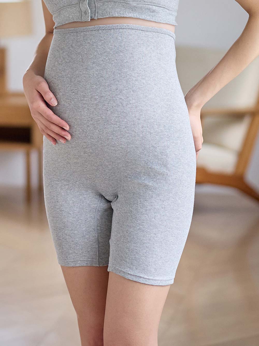 マタニティ ショーツ|犬印本舗　オーガニック産前産後ショーツ（3分丈・5分丈）|グレー（3分丈）