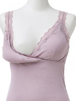 マタニティ 授乳 キャミソール|Rosemadame（ローズマダム） 綿リブレース　マタニティ・授乳タンクトップ