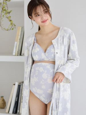 マタニティ ショーツ|Rosemadame(ローズマダム) 綿混花柄 マタニティショーツ|サックス