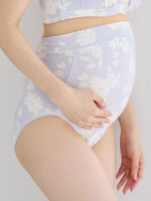 マタニティ ショーツ|Rosemadame(ローズマダム) 綿混花柄 マタニティショーツ|サックス