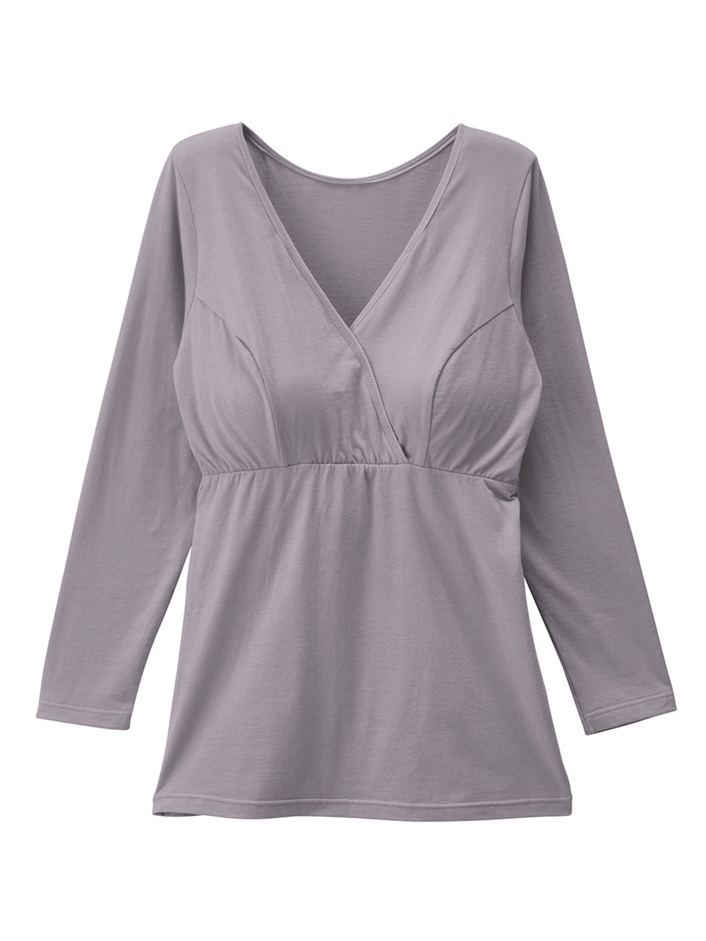 マタニティ 授乳 キャミソール|吸湿発熱 綿混防寒9分袖マタニティ・授乳インナー|グレー