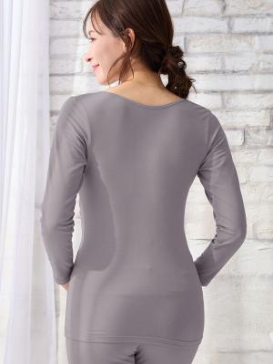 マタニティ 授乳 キャミソール|吸湿発熱 綿混防寒9分袖マタニティ・授乳インナー|グレー