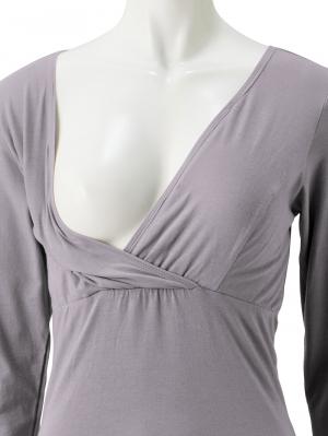 マタニティ 授乳 キャミソール|吸湿発熱 綿混防寒9分袖マタニティ・授乳インナー