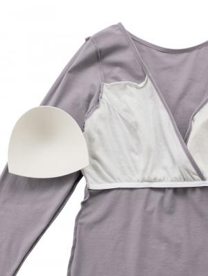 マタニティ 授乳 キャミソール|吸湿発熱 綿混防寒9分袖マタニティ・授乳インナー