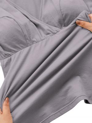 マタニティ 授乳 キャミソール|吸湿発熱 綿混防寒9分袖マタニティ・授乳インナー