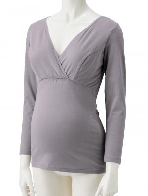 マタニティ 授乳 キャミソール|吸湿発熱 綿混防寒9分袖マタニティ・授乳インナー