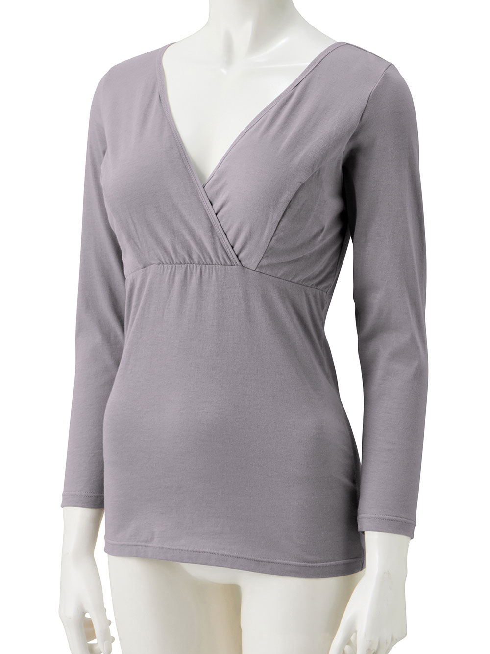 マタニティ 授乳 キャミソール|吸湿発熱 綿混防寒9分袖マタニティ・授乳インナー