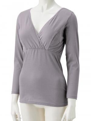 マタニティ 授乳 キャミソール|吸湿発熱 綿混防寒9分袖マタニティ・授乳インナー